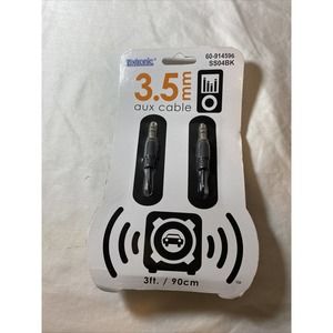 Luxtronic 3 ft (900 mm) length 0.138 inch (3.5 mm) black aux cable ss04bk